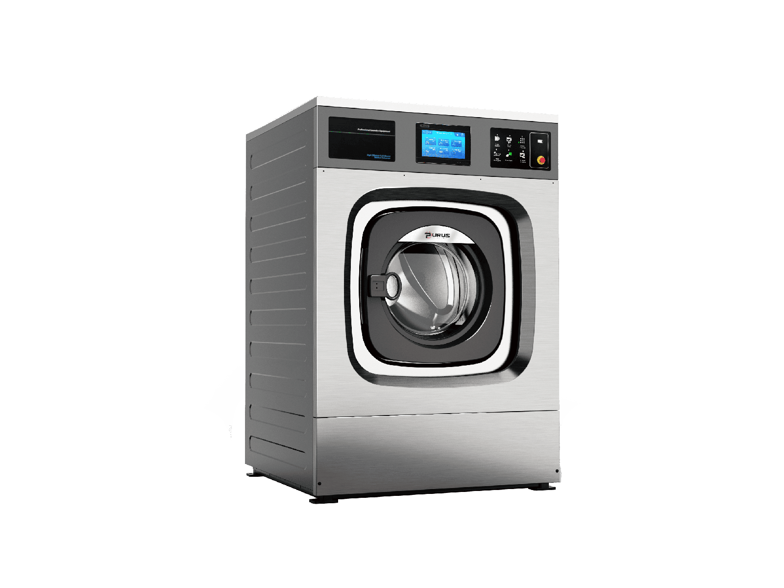 Industrial soft-mount washer extractor stainless steel cabinet