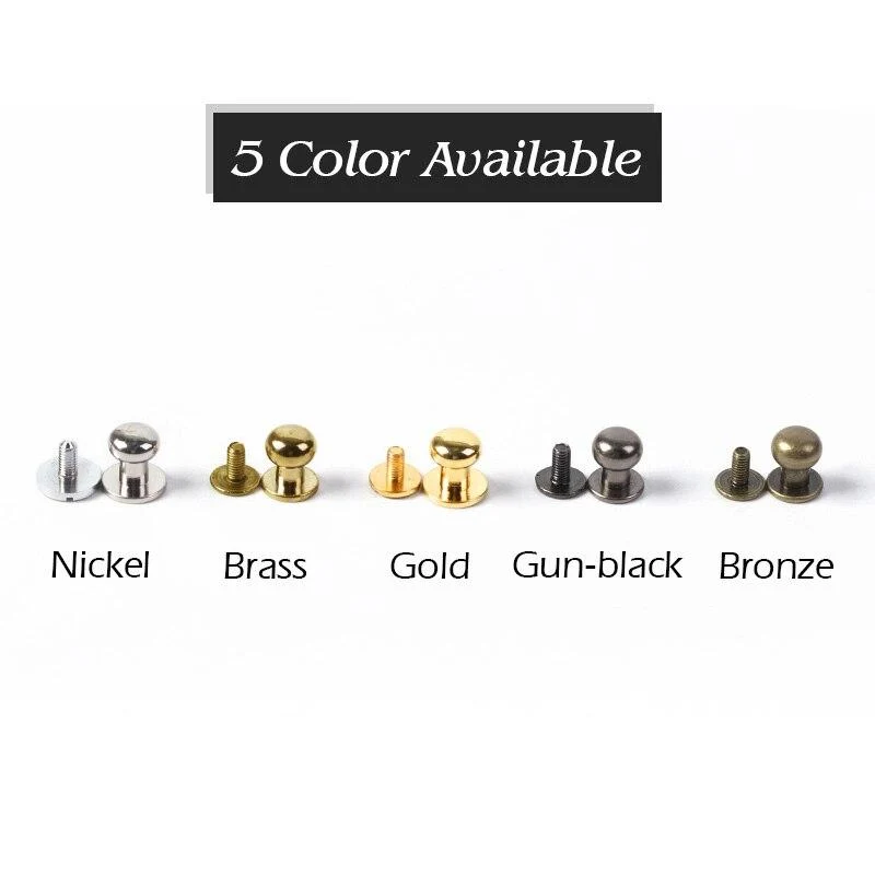 20pcs Solid Brass Chicago Screws Round Head Button | WUTA