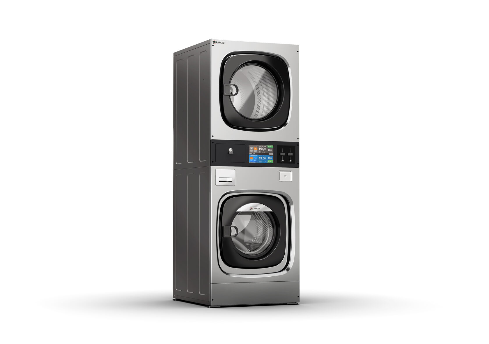 Commercial stacked washer-dryer Purus SXHG-F, softmount design