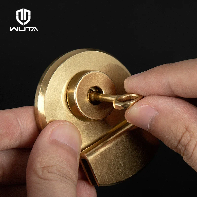 WUTA 100% Brass Bag Lock Accessories Vintage Round Twist Lock Key Metal Insert Lock