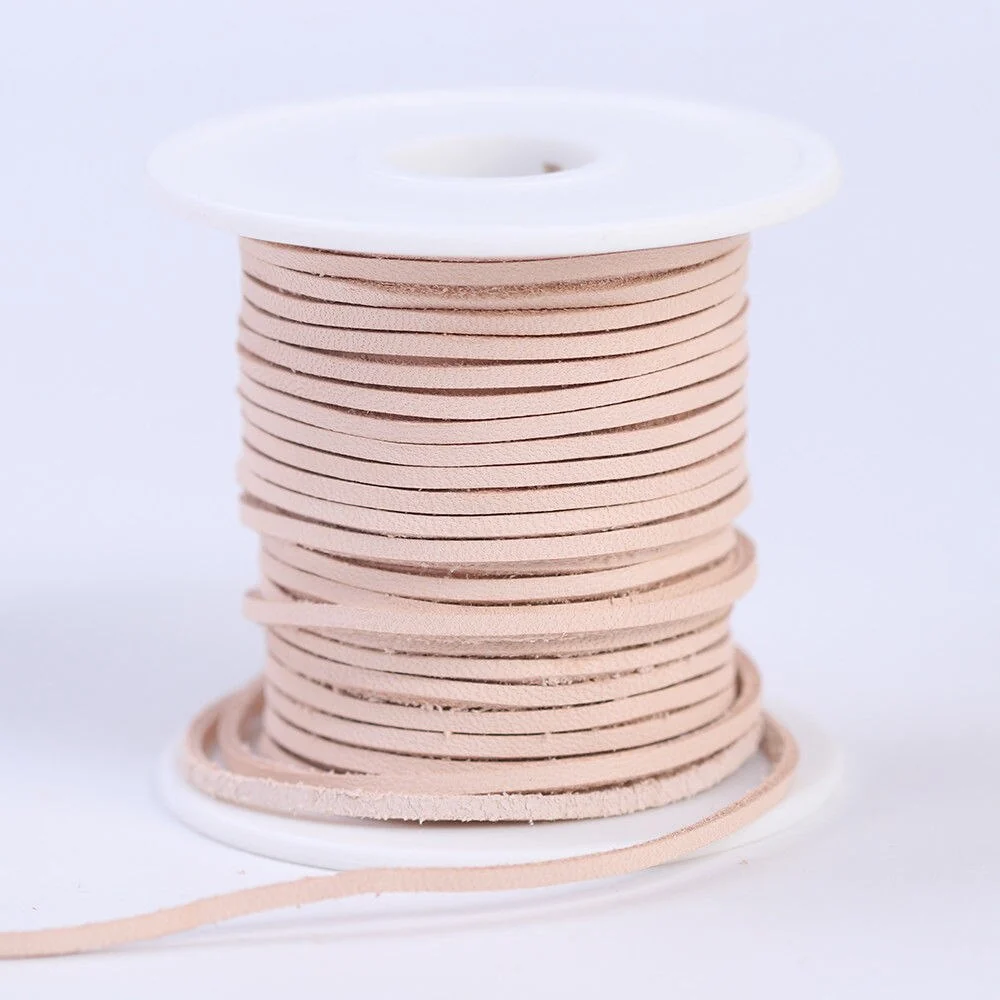 Natural Veg-tan Leather Rope 2/3/5mm Flat Cord Lace | WUTA