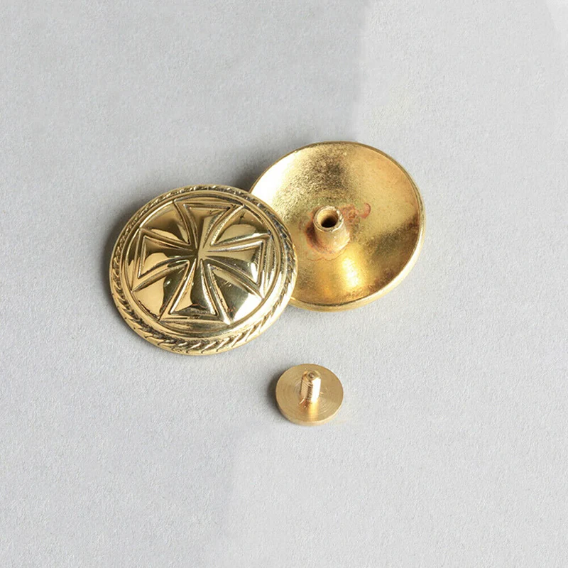 Solid Brass Flower Star Screwback for Conchos Wallet Bag Decor 1 Piece | WUTA