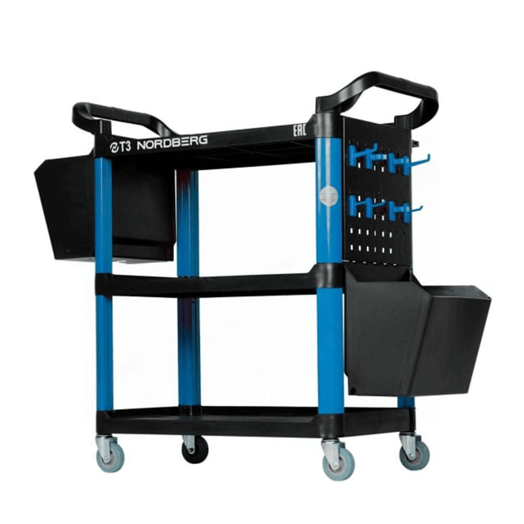 Тележка инструментальная с пластиковыми полками, синяя Tool Trolley