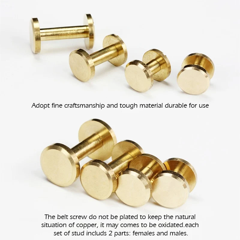 Solid Brass Flat Head Button Stud Screw Nail Rivet | WUTA