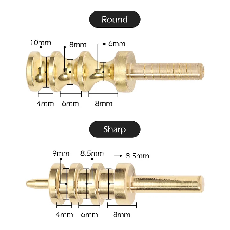 Solid Brass Soldering Iron Marking Creaser Tips Power Edge Slicker Leather Burnisher Tool Round/Sharp | WUTA