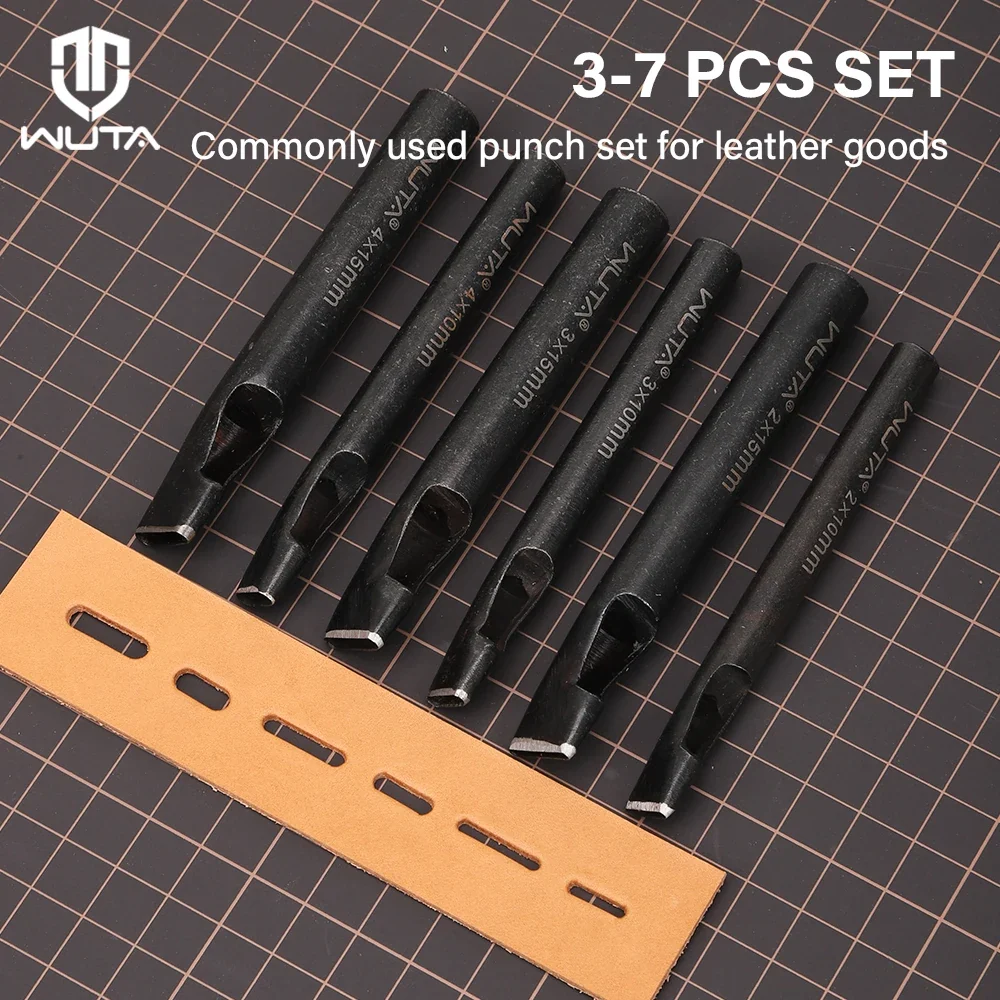 Oblong Punch Tools Set Leather Belt Hole Puncher Oval Hole Watch Band Flat Punches|WUTA
