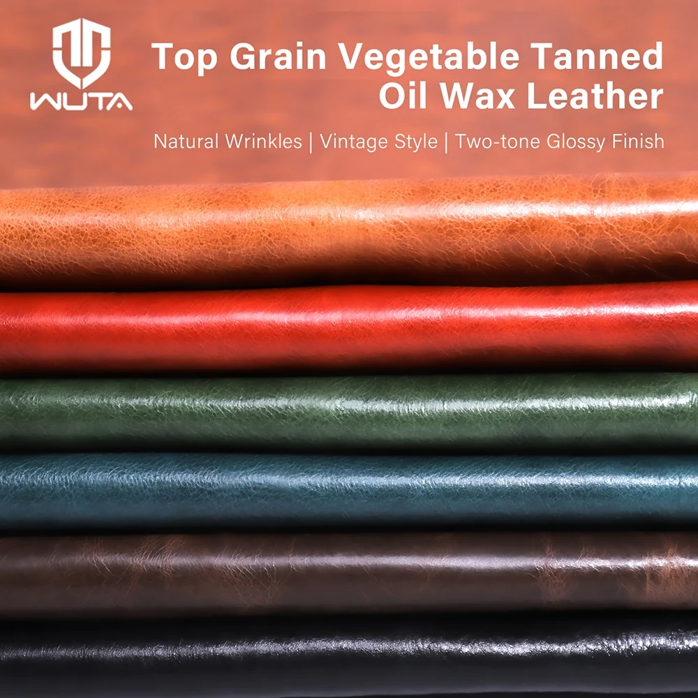 1/3/5 Sq.ft Irregular Cowhide Oil Waxed Vegetable Tanned Leather | WUTA