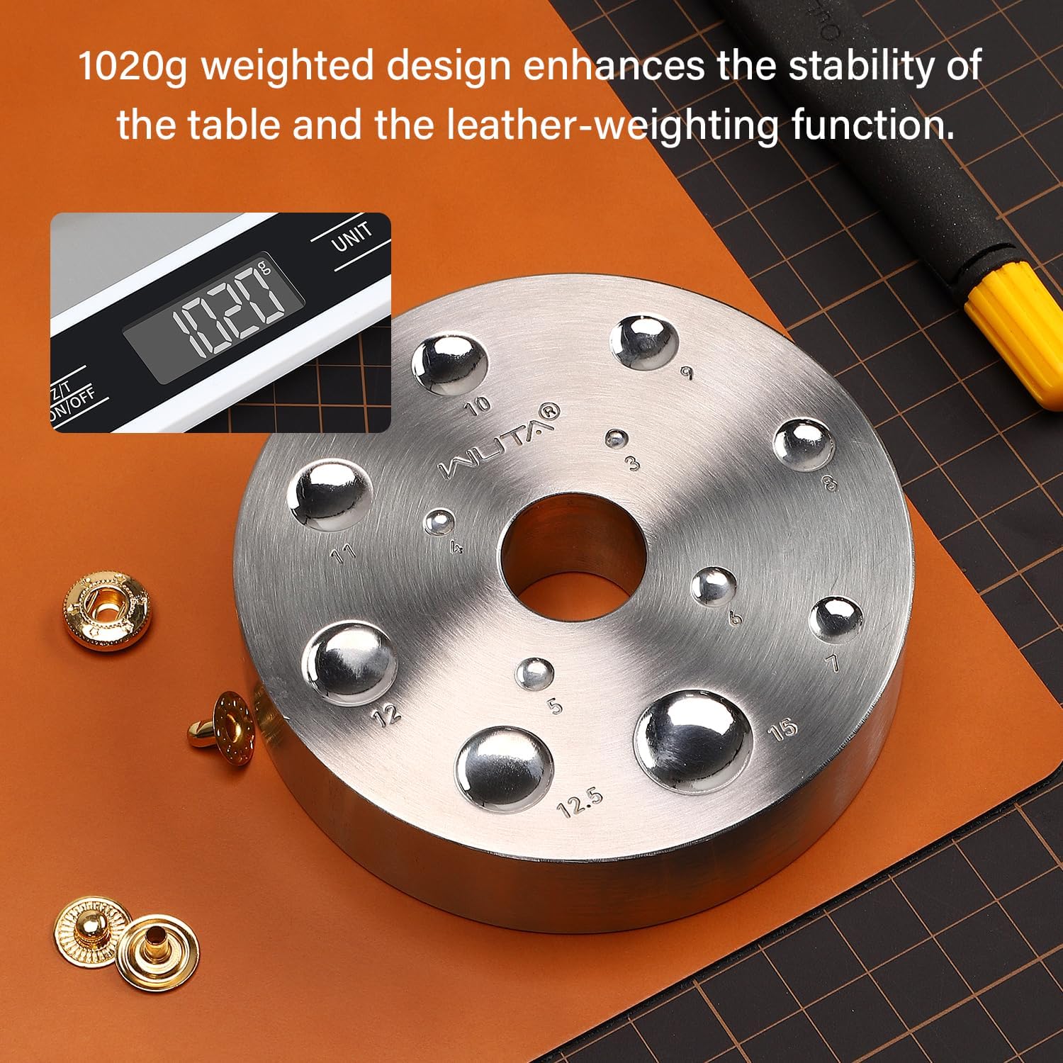 Snap Button Leather Craft Tools Rivet Setter Base 3/4/5/6/7/8/9/10/11/12/12.5/15mm | WUTA