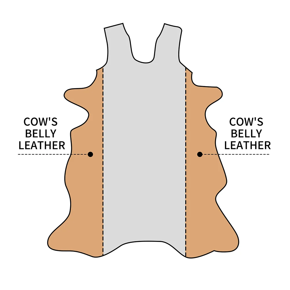 Full-Grain Natural Belly Leather Undyed Veg-Tan Cowskin Leather | WUTA