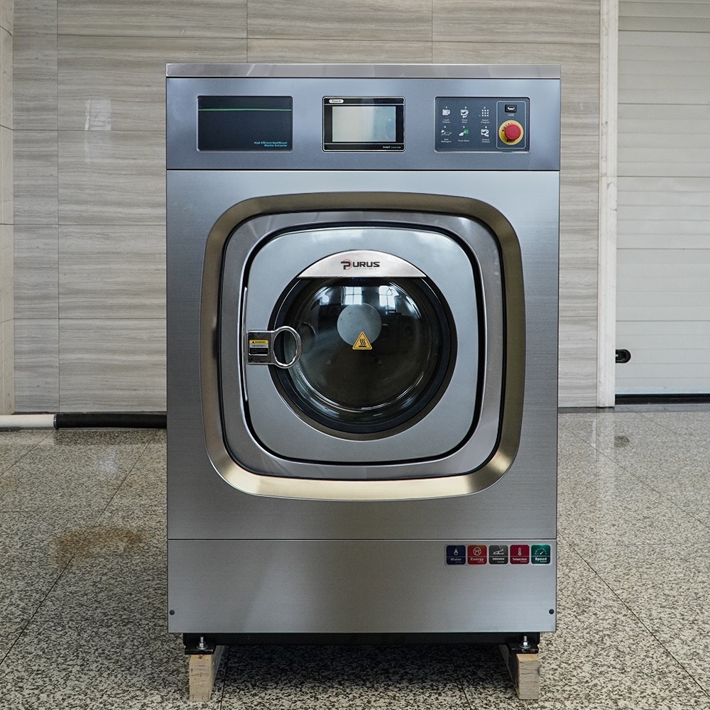 Purus soft-mount washer extractor installed in industrial laundry