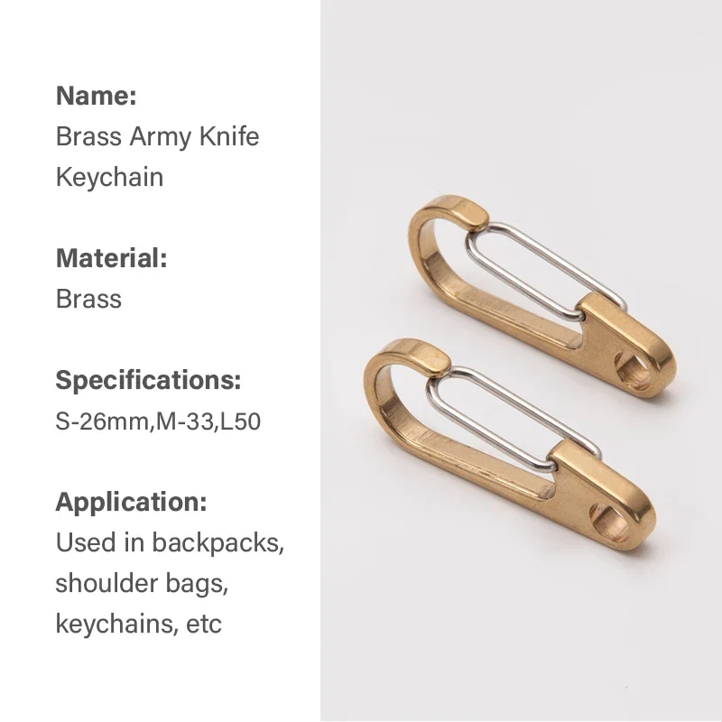 WUTA Gold Brass Keychain Camping Buckle Spring Snap Smooth Keychains