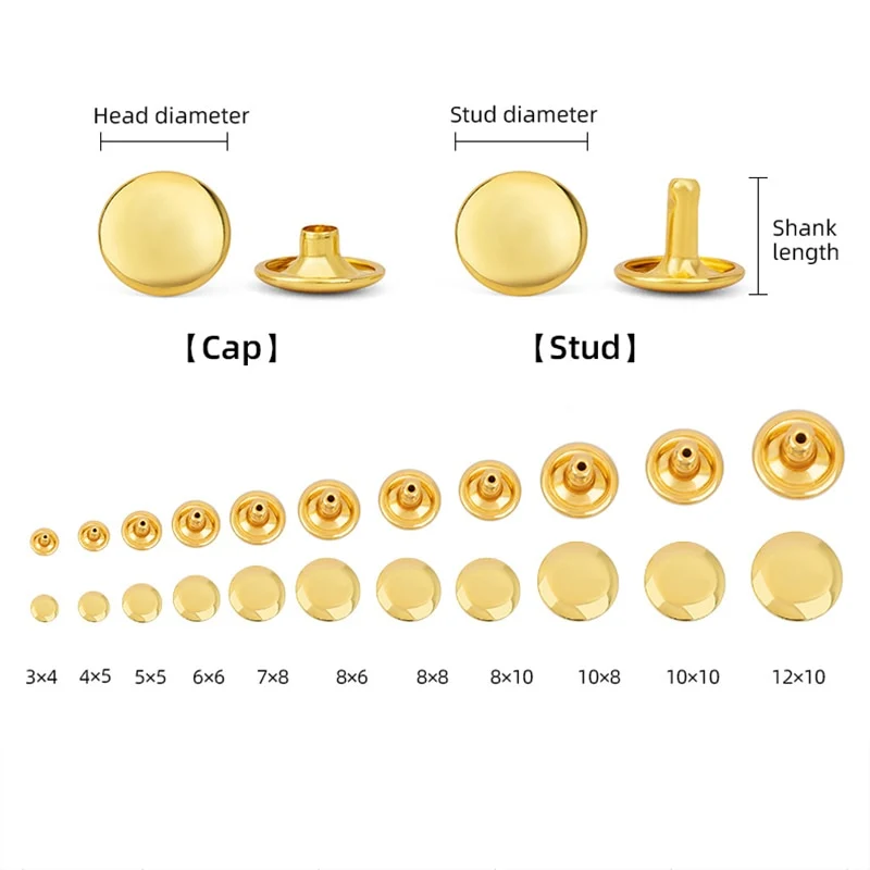100% Brass Leather Rivet Double Cap Rivet 100set | WUTA