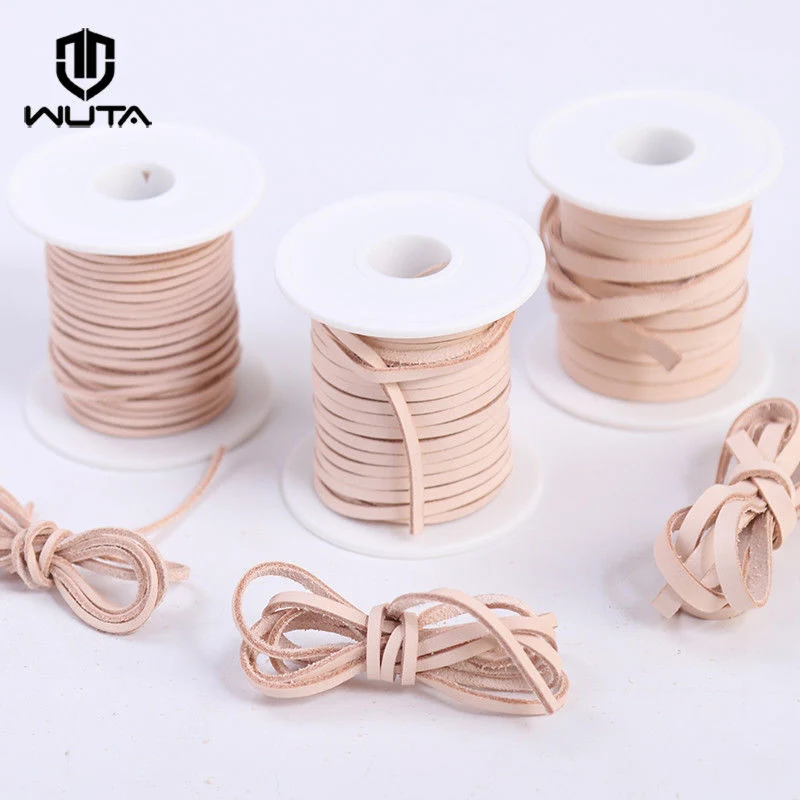 Natural Veg-tan Leather Rope 2/3/5mm Flat Cord Lace | WUTA