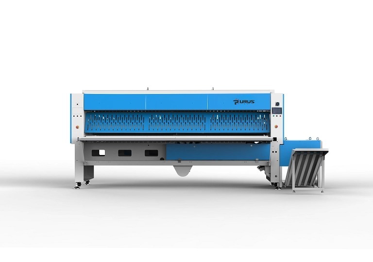 Industrial linen folding machine for commercial laundry operations