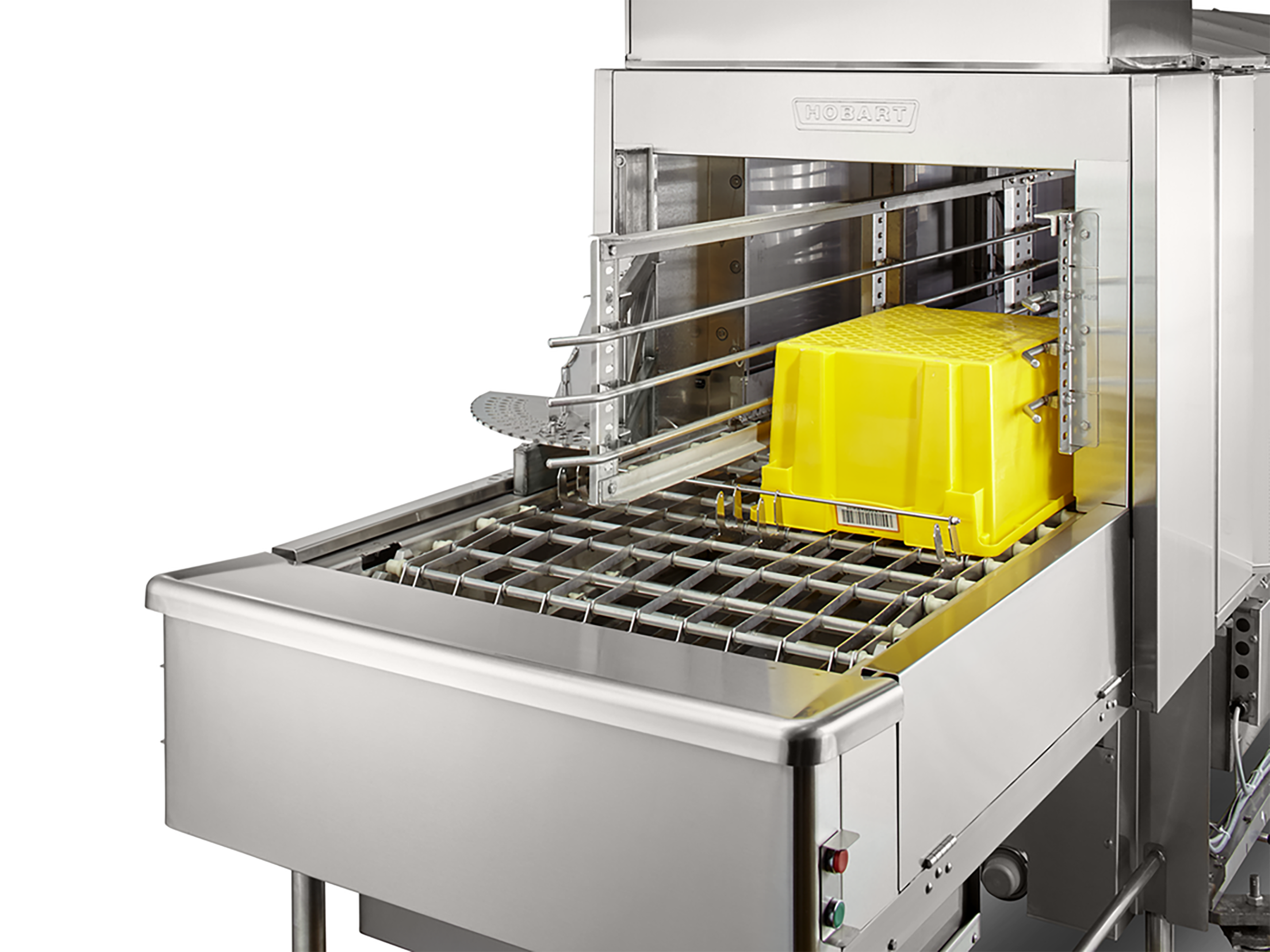 FT1000i Flight-Type Industrial Warewasher Adjustable Rail with Yellow Tote