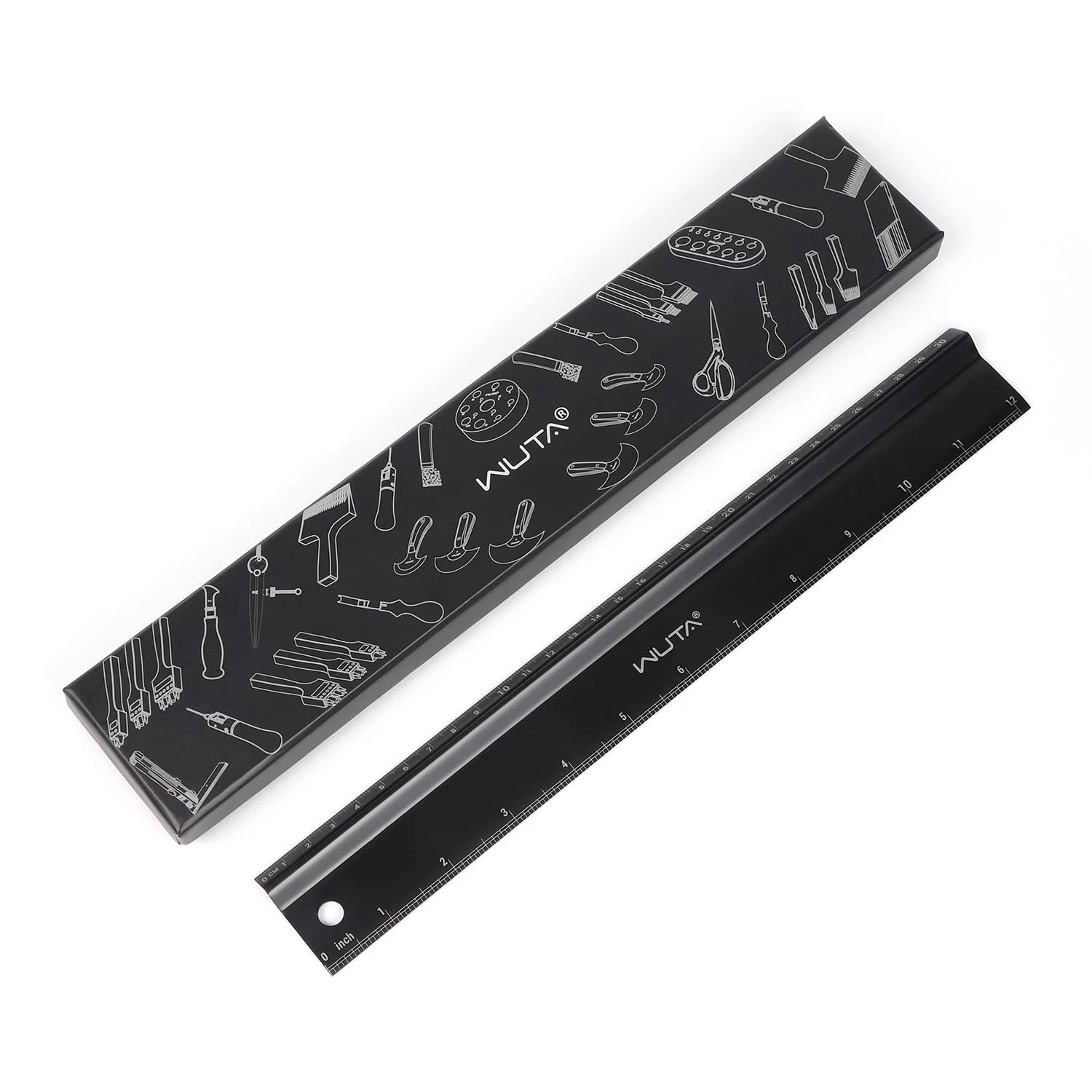 30cm Leather Cutting Ruler Titanium Plated Stainless Steel Protective Ruler| WUTA