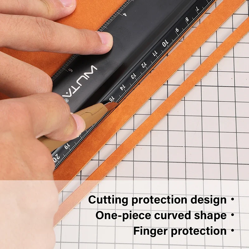 30cm Leather Cutting Ruler Titanium Plated Stainless Steel Protective Ruler| WUTA