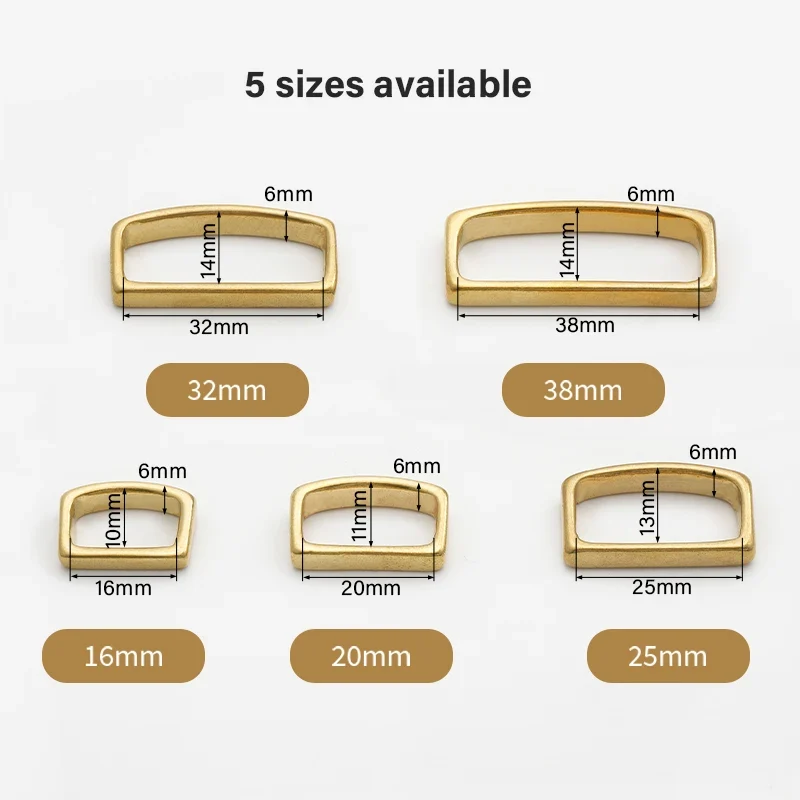 D-Shape Belt Keeper Solid Brass Belt Strap Loop Ring Buckle | WUTA