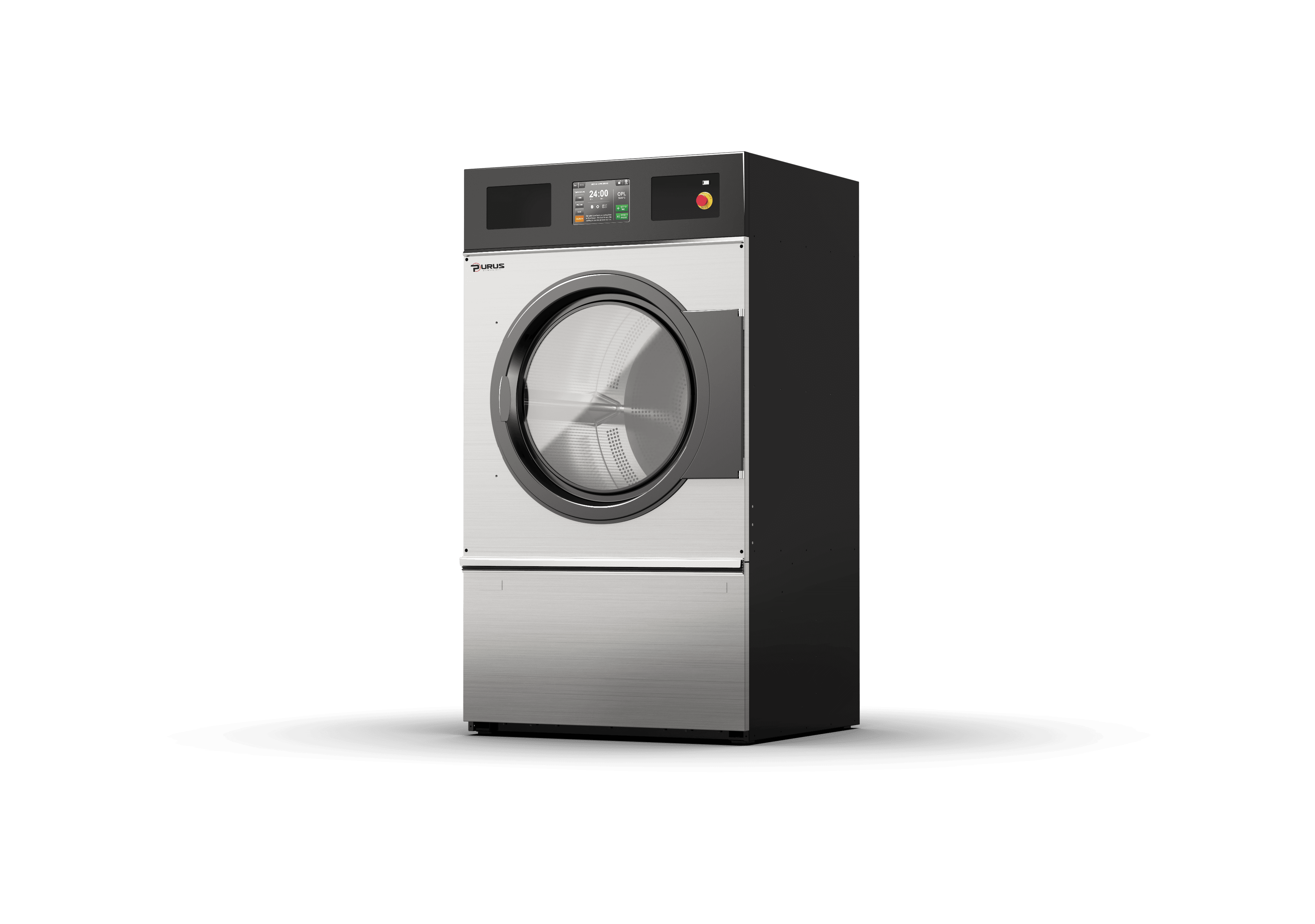Industrial tumble dryer with reversing drum