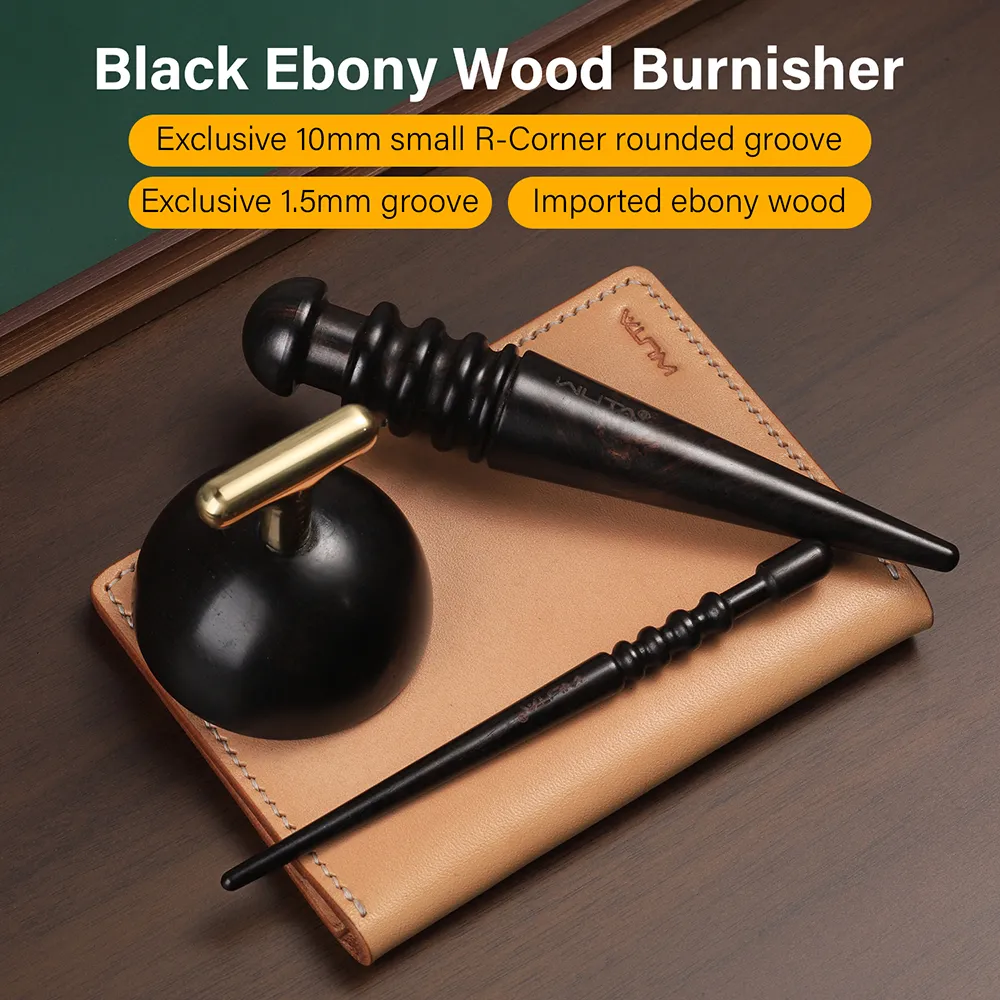 Upgrade Leather Edge Burnisher Ebony Black Wood Leather Polishing Tool Polishing Sticker | WUTA
