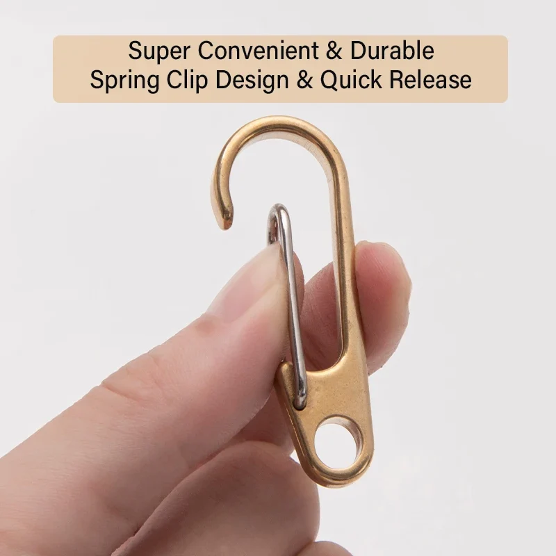 WUTA Gold Brass Keychain Camping Buckle Spring Snap Smooth Keychains
