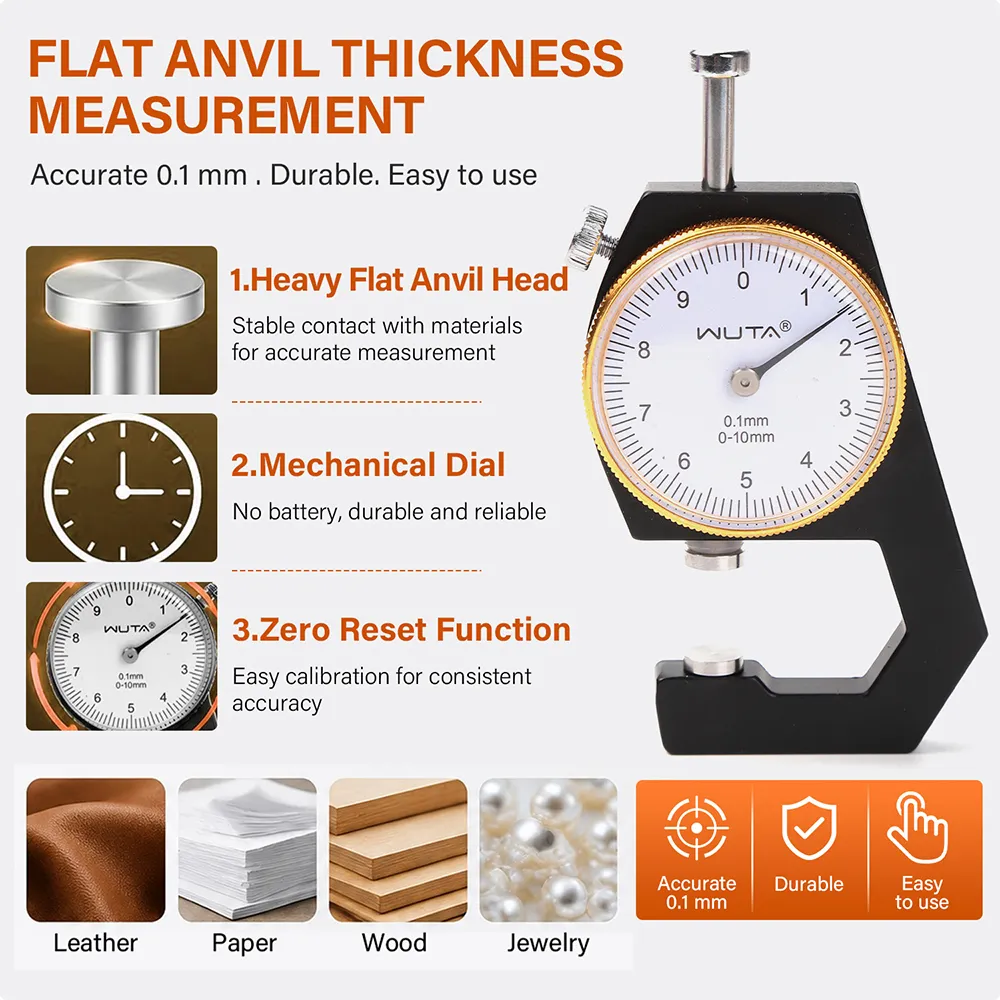 WUTA Leather Thickness Gauge Measuring Tools 0-10mm/0.1mm