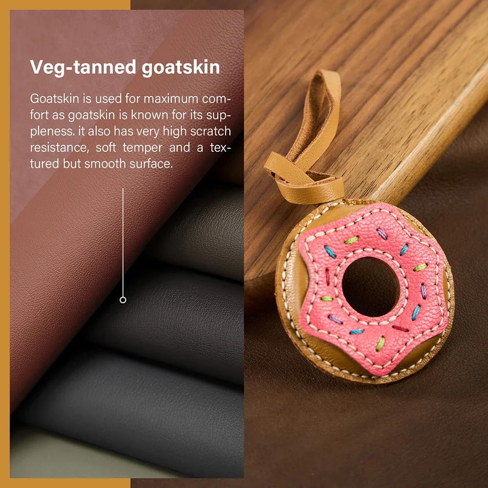 Semi-finished Leather Kit for DIY Donut Bag Charm Pendant Material Genuine Leather Bags Pendants Donuts Cute Gift