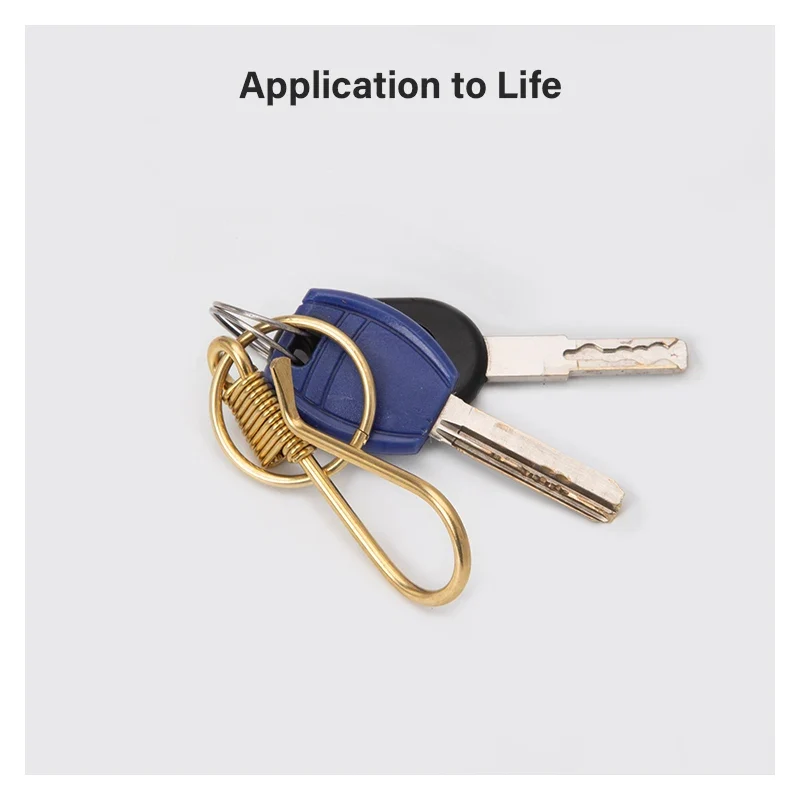 WUTA Brass Retro Wire Winding Keychain U Shape Gold Polished Soft Hook For Wallet Key Chain