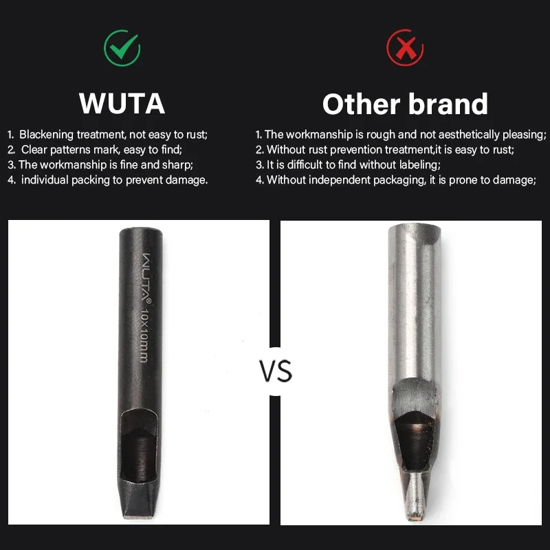 Leather Hole Punch Set Rectangle Shape Anti-Rust Leather Craft Oblong Punching Tool|WUTA