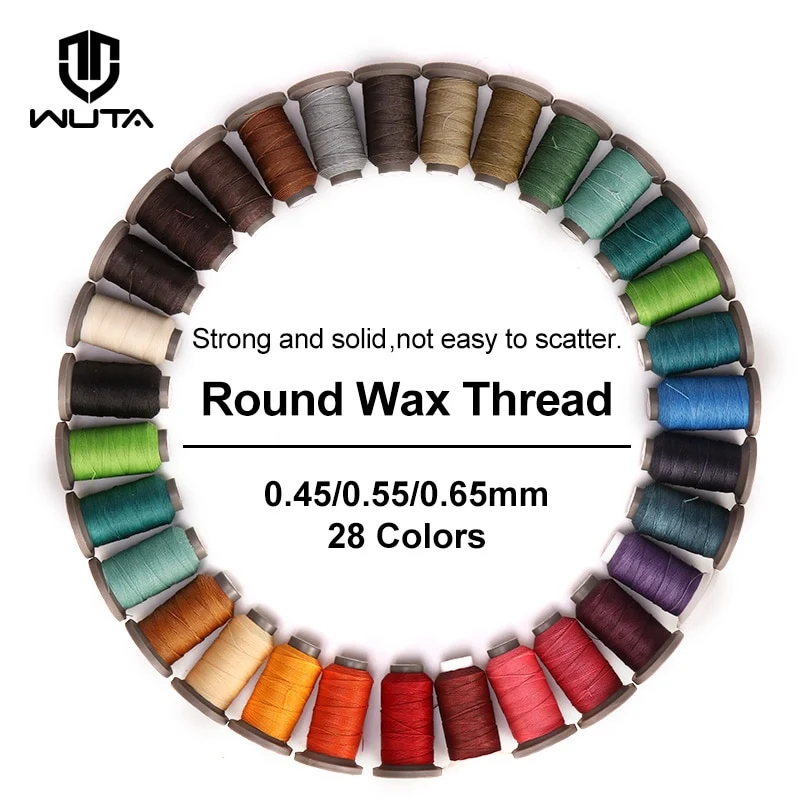 70-120m Round Waxed Sewing Thread 0.45mm/0.55mm/0.65mm | WUTA