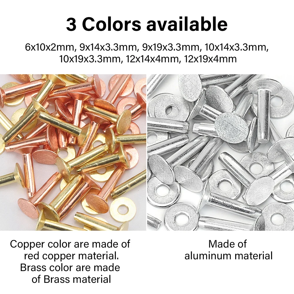 50/100 Set Solid Brass Rivets&Burrs Studs Permanent Tack Fasteners |WUTA