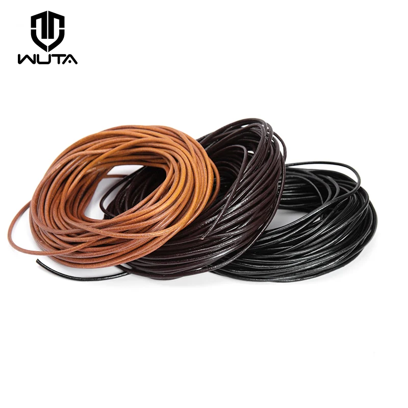 WUTA Round Genuine Leather Strip Cord Round String 3-5-30-50 Meters