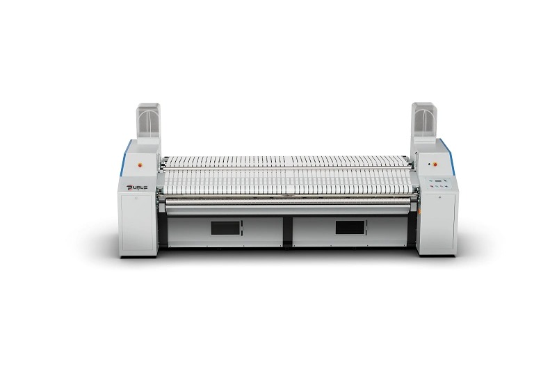 Industrial linen feeding machine for flatwork ironers and commercial laundries
