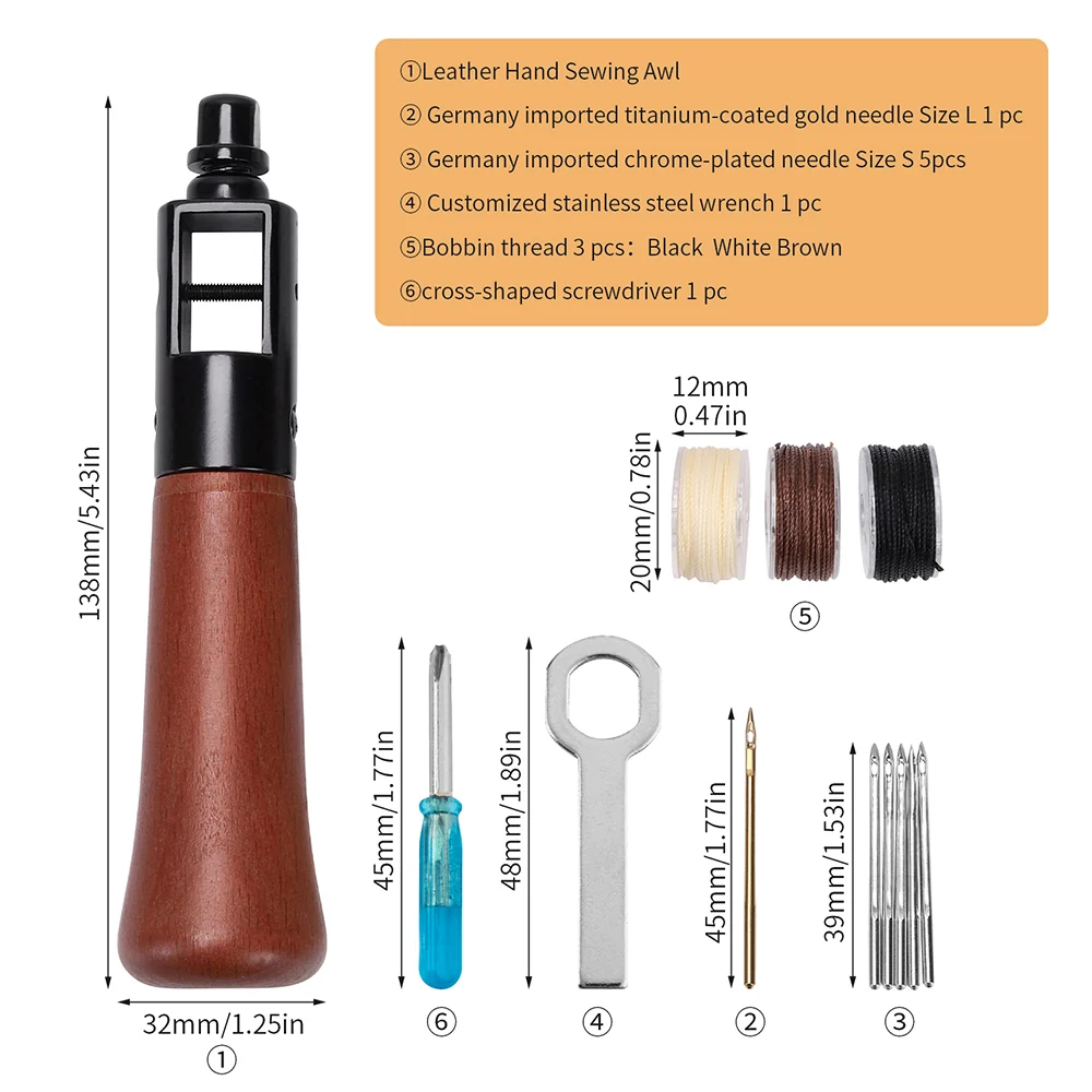 Leather Sewing Awl Kit Leathercraft Stitch Awl Tool Set | WUTA