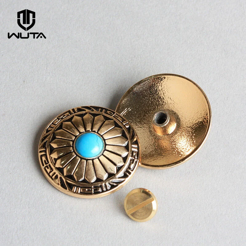 Solid Brass Flower Star Screwback for Conchos Wallet Bag Decor 1 Piece | WUTA