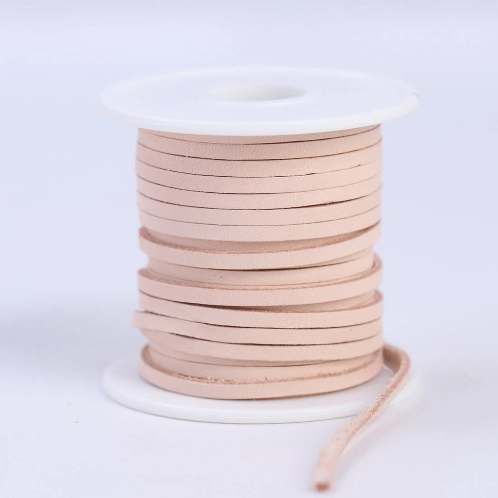 Natural Veg-tan Leather Rope 2/3/5mm Flat Cord Lace | WUTA