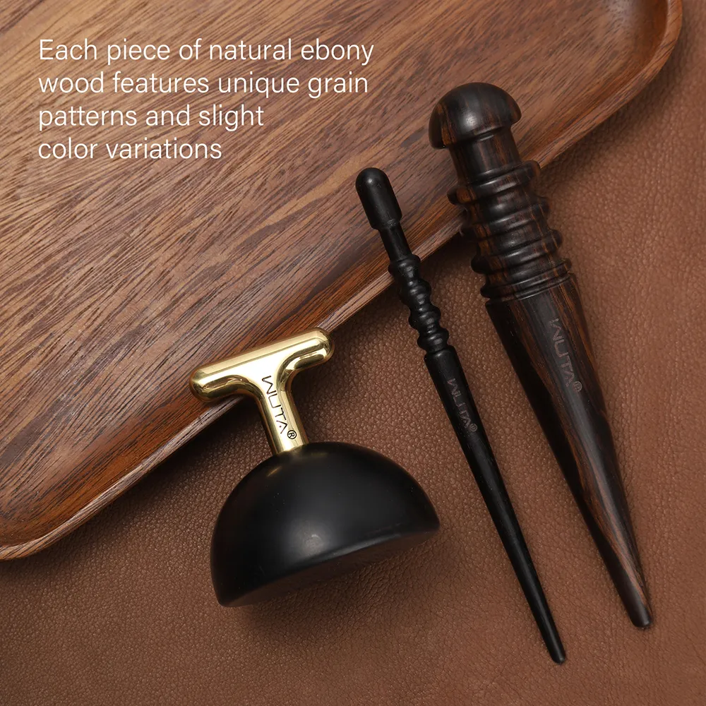 High Density Ebony Black Wood Leather Edge Burnisher Slicker | WUTA