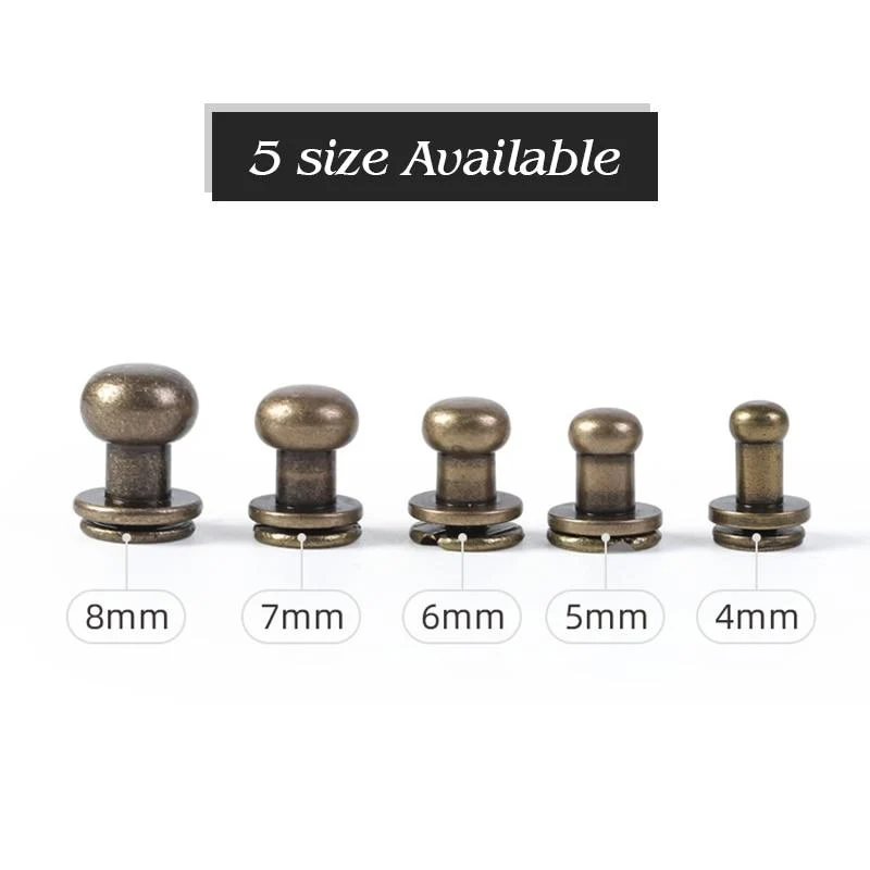 20pcs Solid Brass Chicago Screws Round Head Button | WUTA