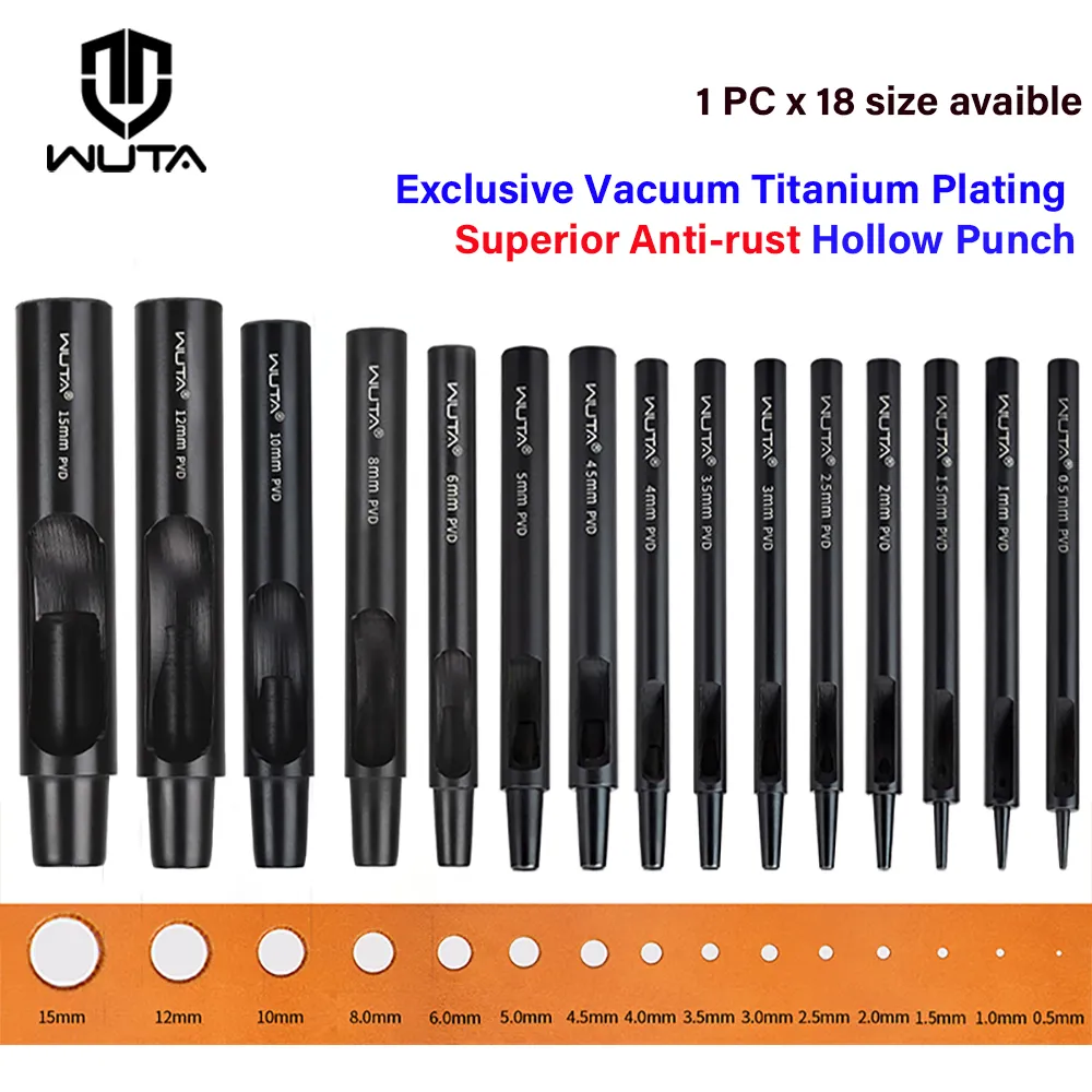 Leather Round Hole Punch Hollow Puncher Black Titanium Plated Punch Hole Tool | WUTA