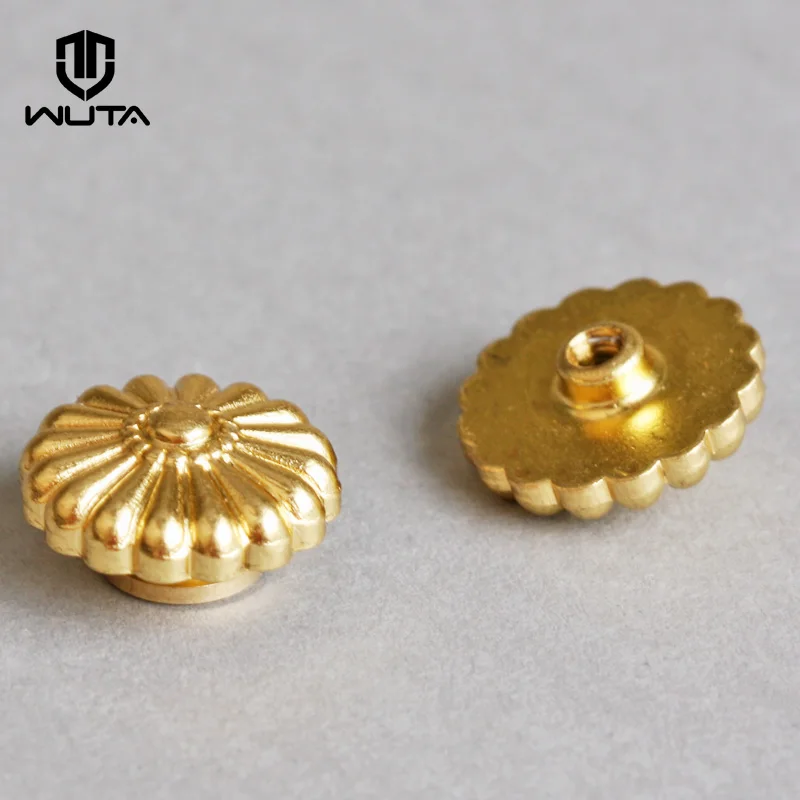 10 Pcs Solid Brass Chrysanthemum Screw Back Rivet Stud Button | WUTA