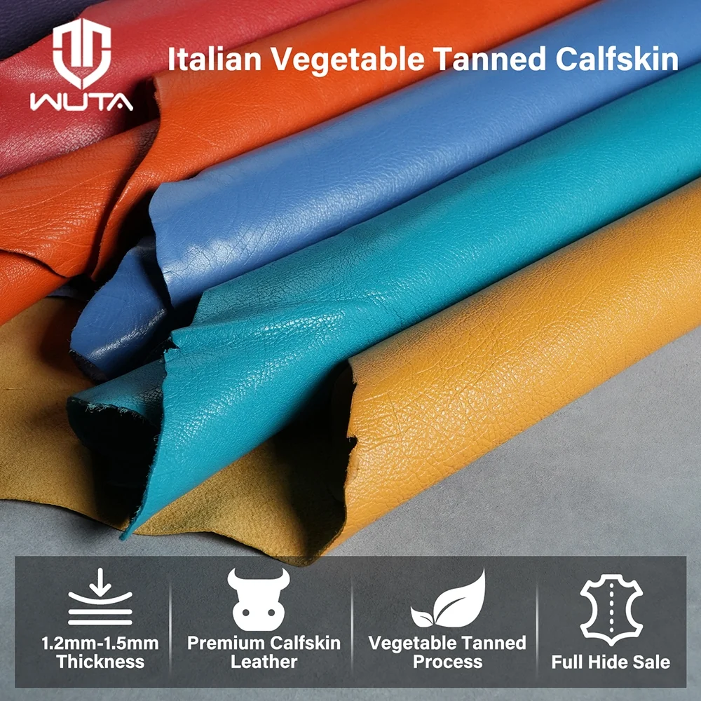 WUTA Italian Full Grain Vegetable Tanned Calfskin Leather Full Hide 3-4oz