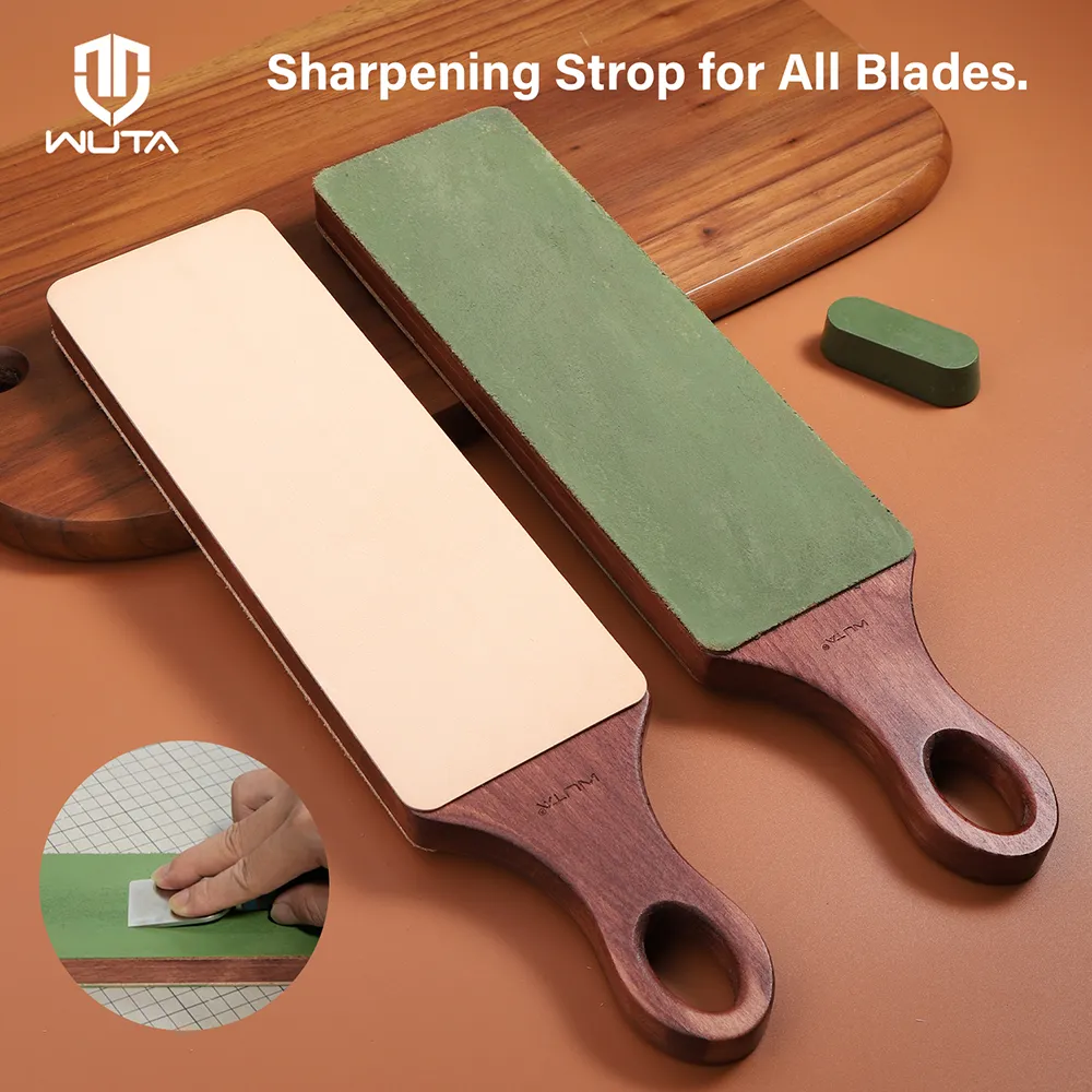 WUTA Double-Sided Leather Strop Paddle for Knife Sharpening & Polishing