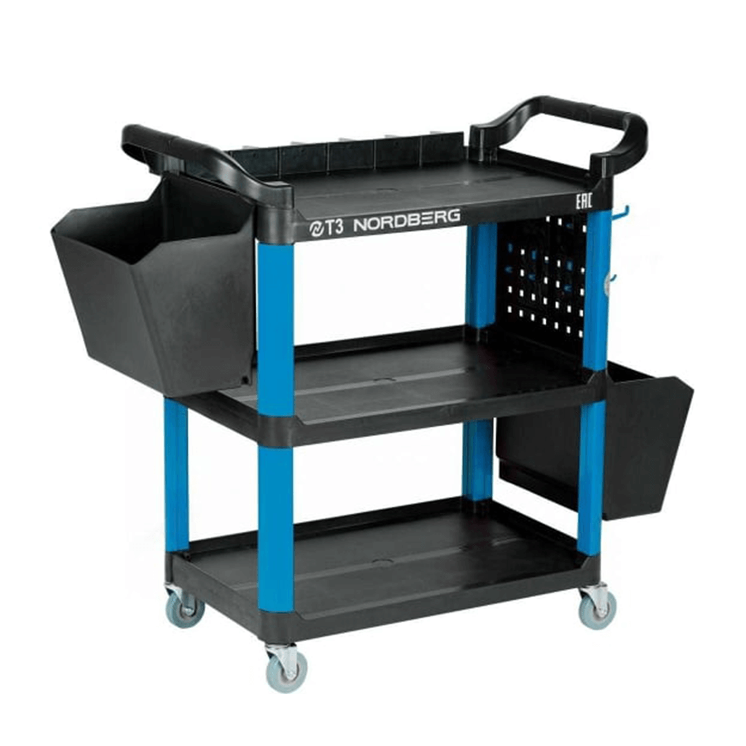 Тележка инструментальная с пластиковыми полками, синяя Tool Trolley