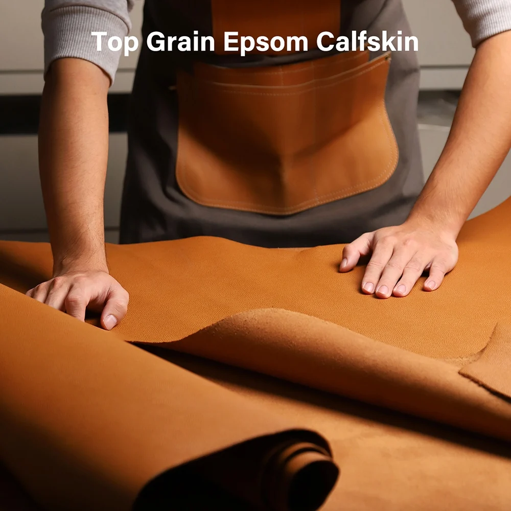 1/3/5 Sq.ft Epsom Calfskin Leather Top Grain Palm Chrome Leather | WUTA
