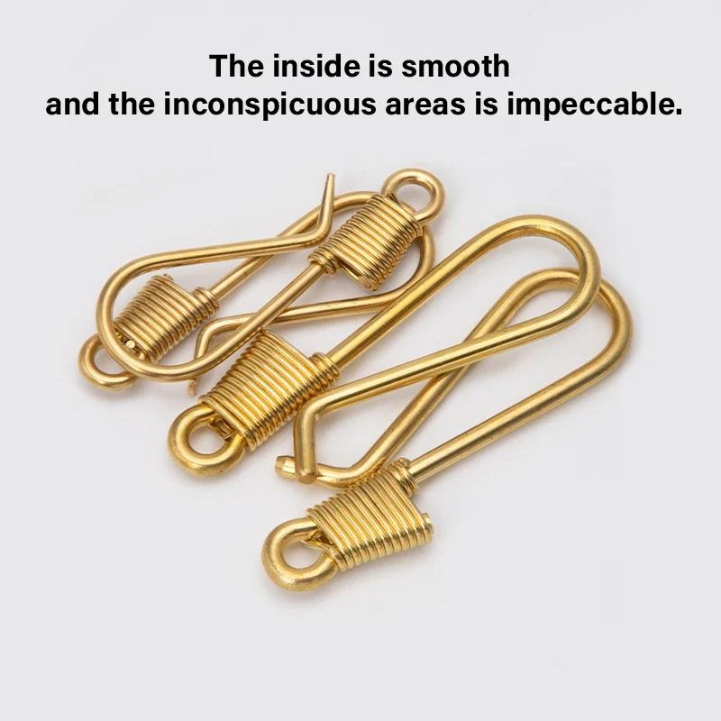 WUTA Brass Retro Wire Winding Keychain U Shape Gold Polished Soft Hook For Wallet Key Chain