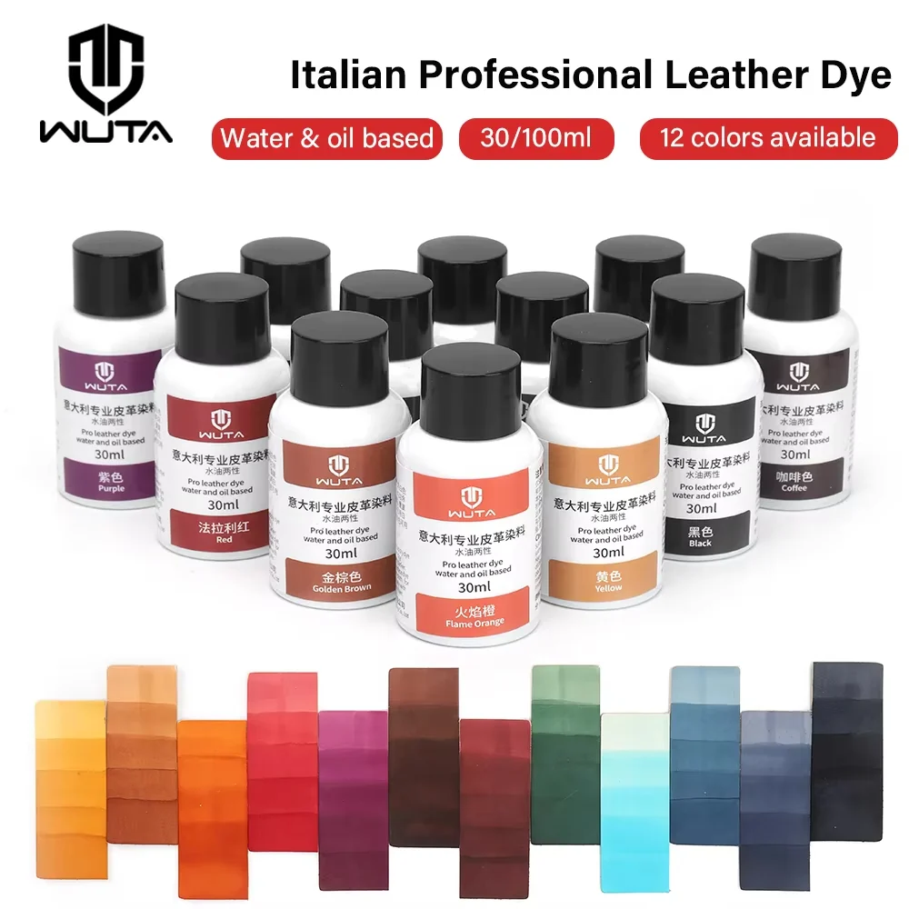 WUTA 30ml Italy Leather Dye Water & oil Based Penetrating,Permanent Dye DIY Coloring Uncoated Leather