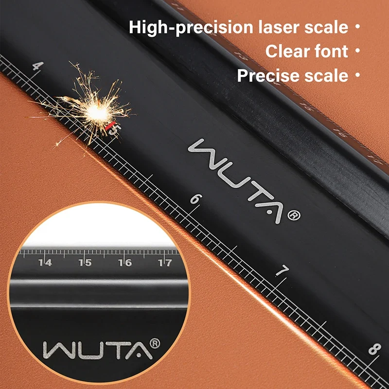 30cm Leather Cutting Ruler Titanium Plated Stainless Steel Protective Ruler| WUTA