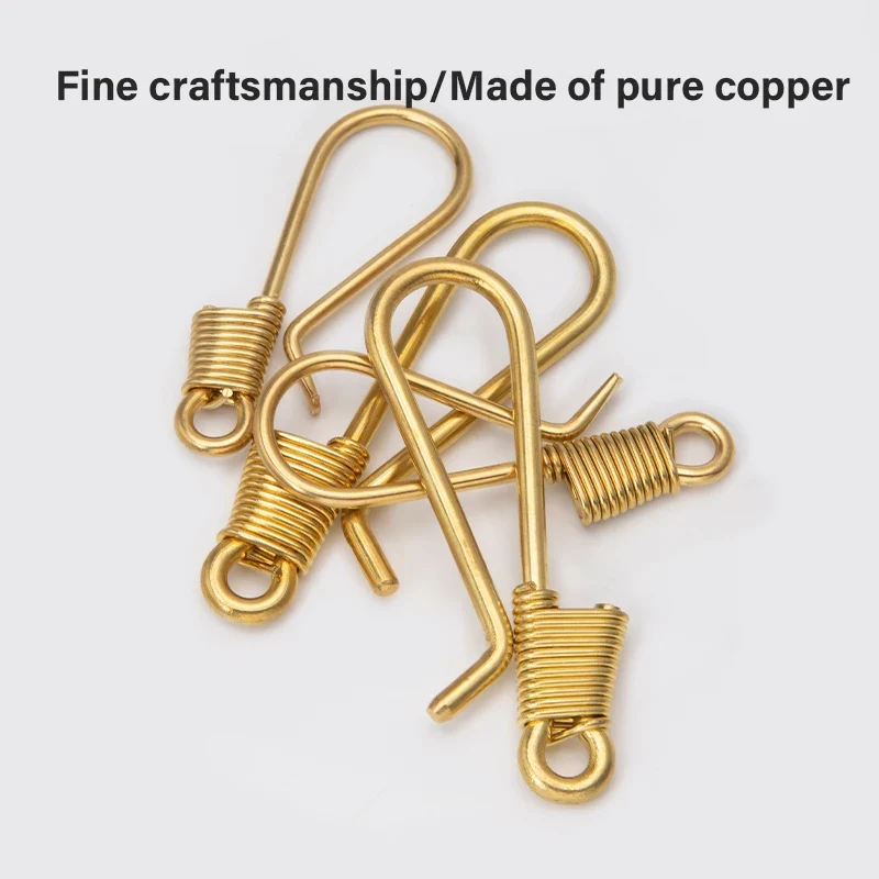 WUTA Brass Retro Wire Winding Keychain U Shape Gold Polished Soft Hook For Wallet Key Chain