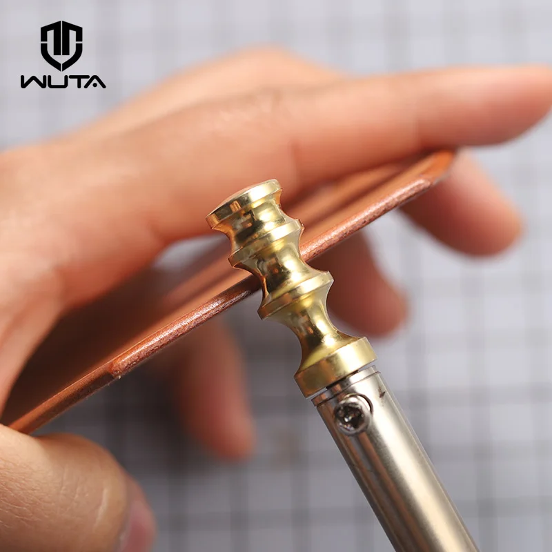 Solid Brass Soldering Iron Marking Creaser Tips Power Edge Slicker Leather Burnisher Tool Round/Sharp | WUTA