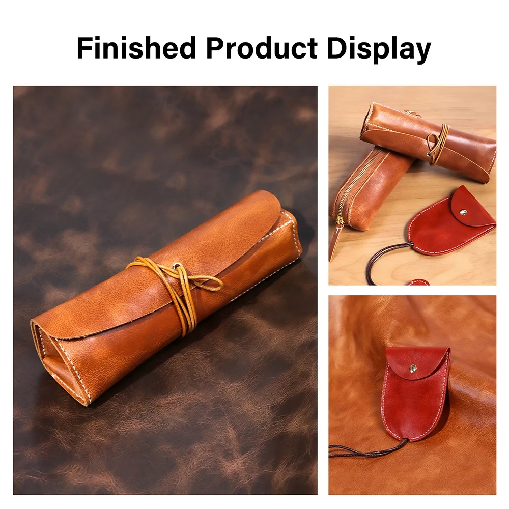 1/3/5 Sq.ft Irregular Cowhide Oil Waxed Vegetable Tanned Leather | WUTA
